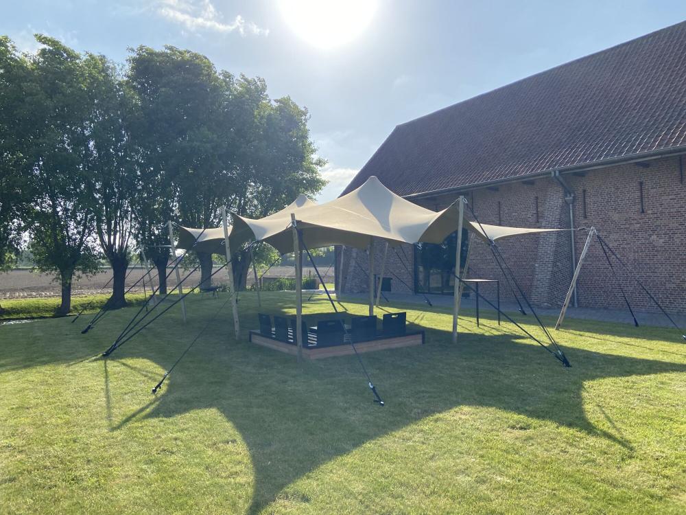 Hiflexx voile tente stretch (740 g/m²) avec pinces - 6,5 x 10 m Sable/Sable