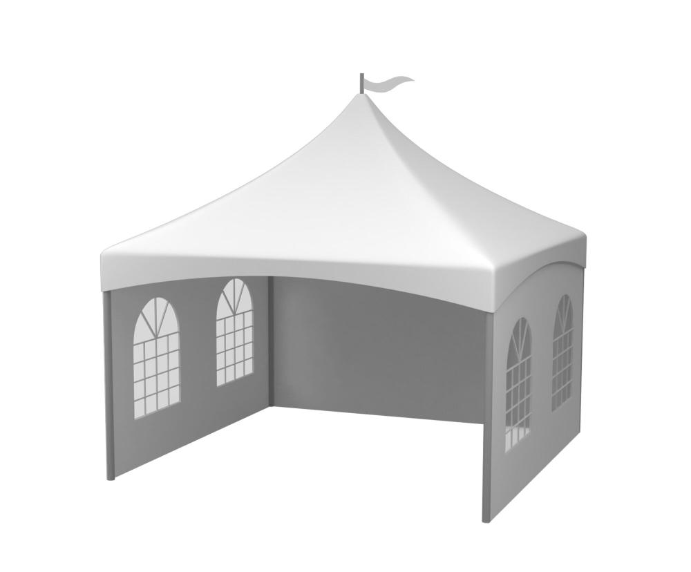 Pagodetent keder ronde palen - incl zijwanden - 4x4m Wit