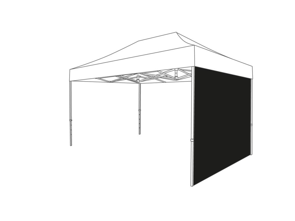 Faltzelt Seitenwand geschlossen - 2 m - PVC light (matt) Schwarz