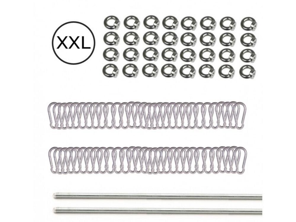 Kit de mousquetons - galvanisé - tige filletée à couper pour tente stretch 10 x 21,5 m 