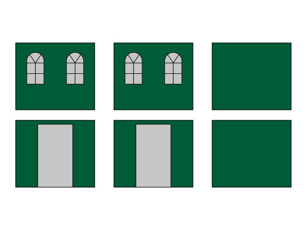 Faltzelt Seitenwandset mit Tragetasche - Bogenfenster - 4 x 8 m - Polyester grün