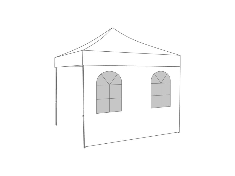 Faltzelt Seitenwand Bogenfenster - 3 m - Polyester Weiß