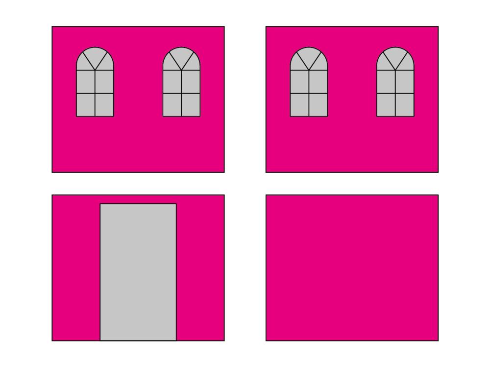 Faltzelt Seitenwandset mit Tragetasche - Bogenfenster - 4 x 4 m - Polyester fluo rosa
