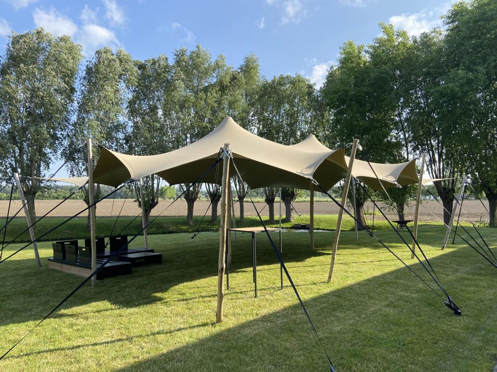 Hiflexx voile tente stretch (740 g/m²) avec pinces - 6,5 x 10 m Sable/Sable