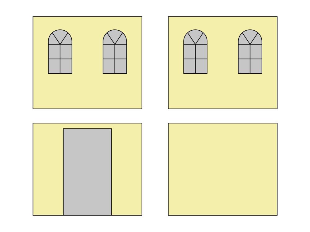 Faltzelt Seitenwandset mit Tragetasche - Bogenfenster - 4 x 4 m - Polyester elfenbein