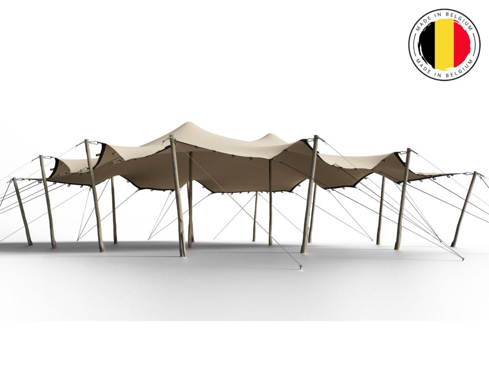 Triflexx stretchtent zeil (560 g/m²) met lussen - 10 x 10,5 m Sand (out)/Cream (in)