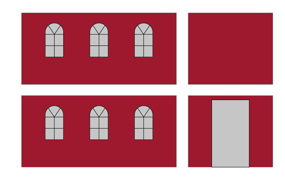 Faltzelt Seitenwandset mit Tragetasche - Bogenfenster - 2 x 4 m - Polyester rot