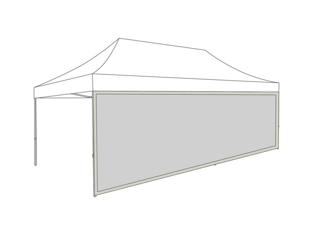 Tonnelle pliante Paroi latérale avec fenêtre panoramique - 6m - Polyester (pour 3x6) Gris clair