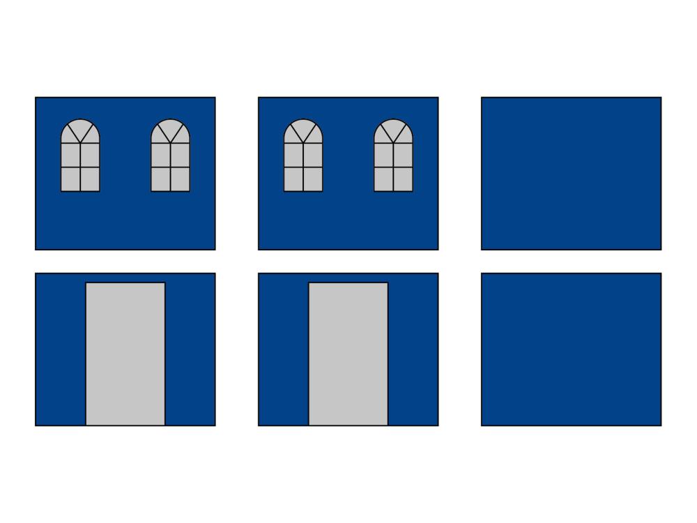 Faltzelt Seitenwandset mit Tragetasche - Bogenfenster - 3 x 6 m - Polyester  hellblau