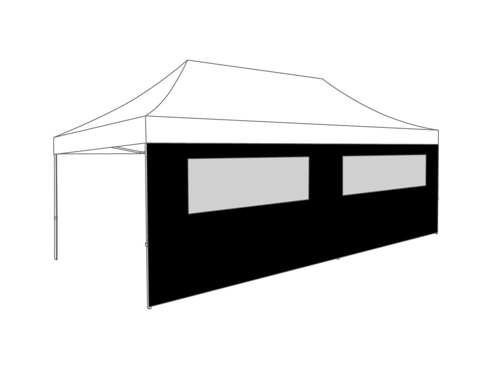 Pared lateral con ventana - 6m - Poliéster (para 3x6) negro
