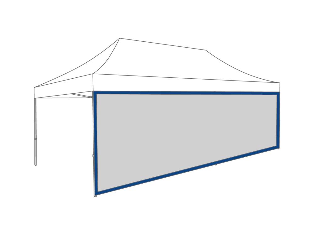 Faltzelt Seitenwand Panoramafenster - 6 m - Polyester (für 3 x 6 m) Hellblau