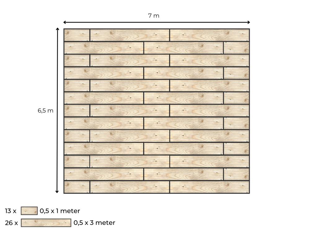 Complete vlondervloer voor Bonga stretchtent 6,5 m x 6,5 m