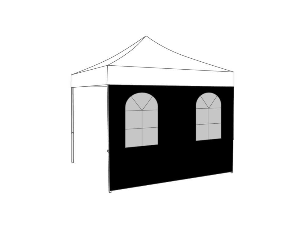 Pared lateral con ventana arqueada - 3m - Poliéster negro