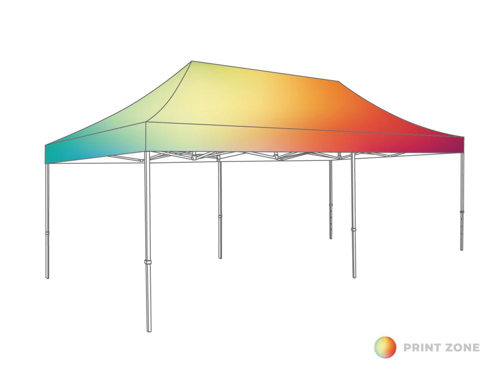 Digitaler Sublimationsdruck - PVC Light - Dach und Volant Faltzelt - 4 x 8 m