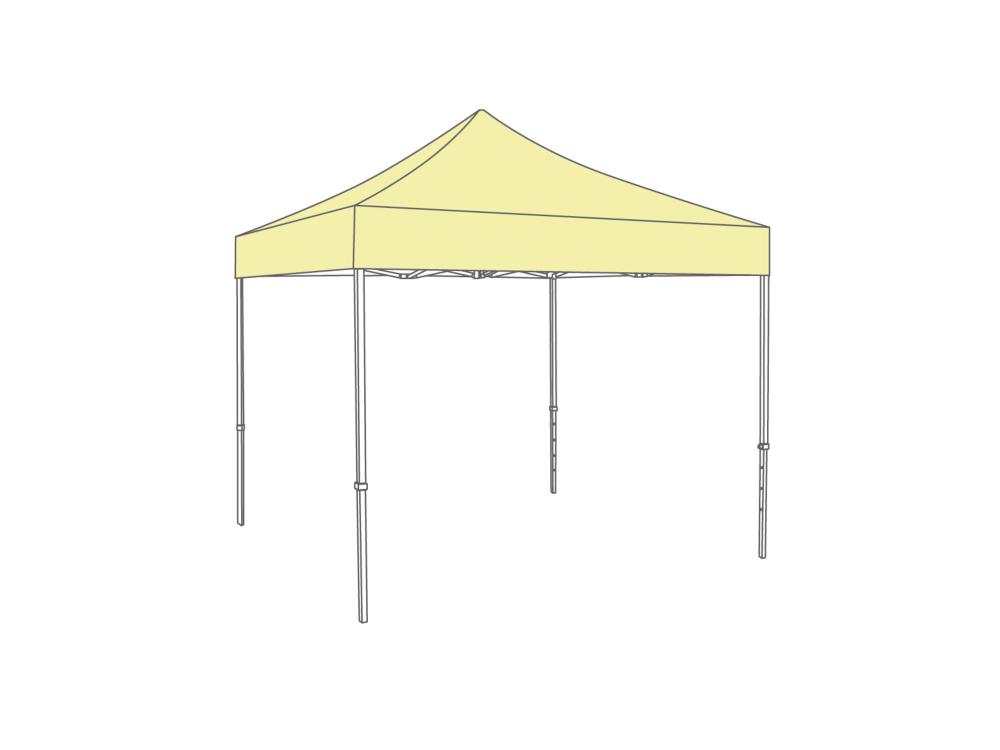 Faltzelt AluForce mit Dachplane - 4 x 4 m - Polyester Elfenbein