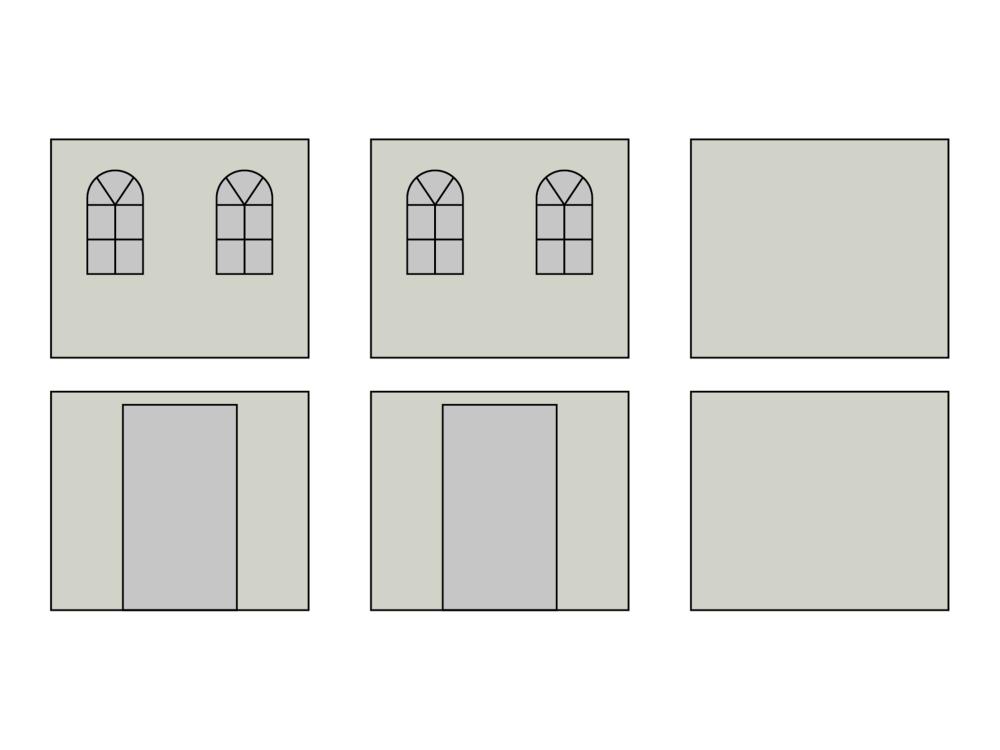 Kit de parois latérales avec sac de transport - Fenêtres en arche - 3x6m - gris clair