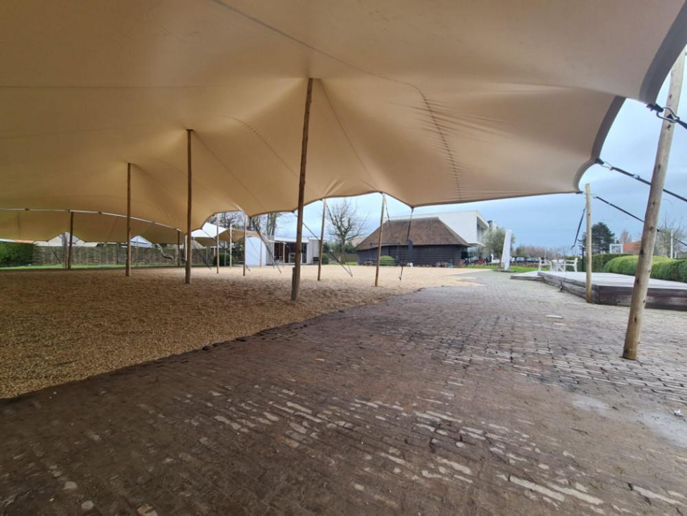 Hiflexx stretchtent zeil (740 g/m²) met klemmen - 10 x 17 m Zand/Zand