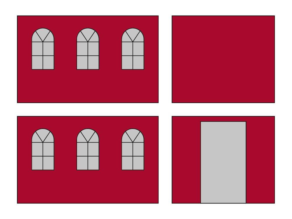 Vouwtent Zijwandenset met draagtas - Boogramen - 3x4,5m - Polyester rood