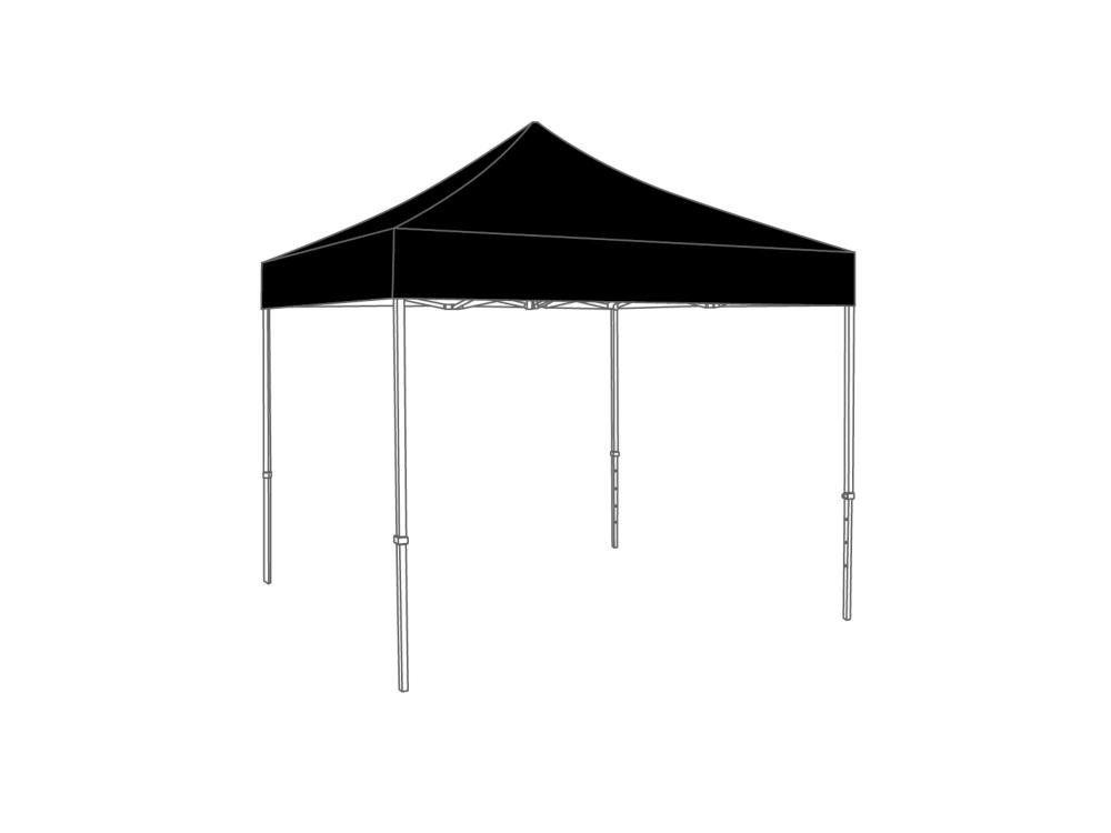 Vouwtent AluLite met dakzeil - 4x4m - Polyester Zwart