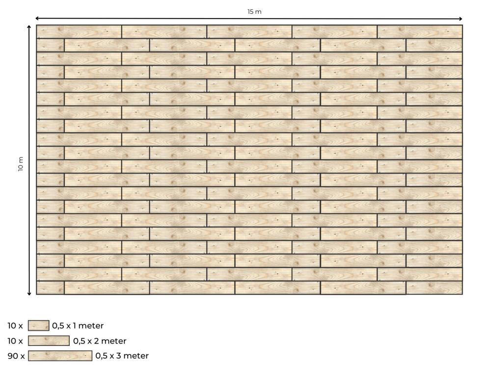 Complete vlondervloer voor Bonga stretchtent 10 m x 15 m