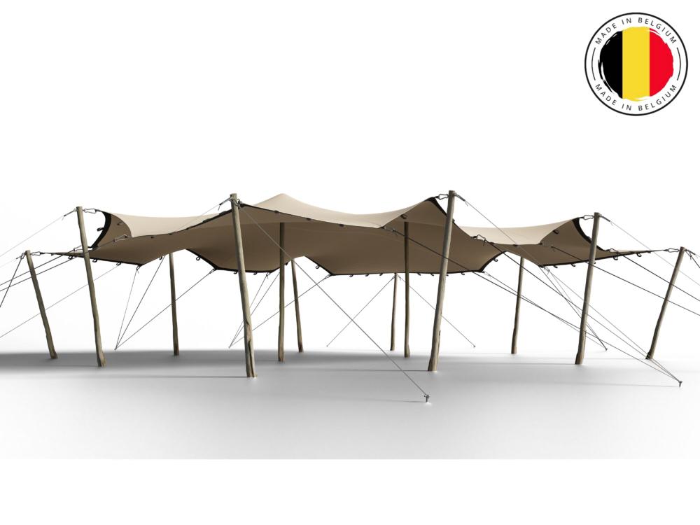 Triflexx stretchtent zeil (560 g/m²) met lussen - 8,5 x 10 m Sand (out)/Cream (in)